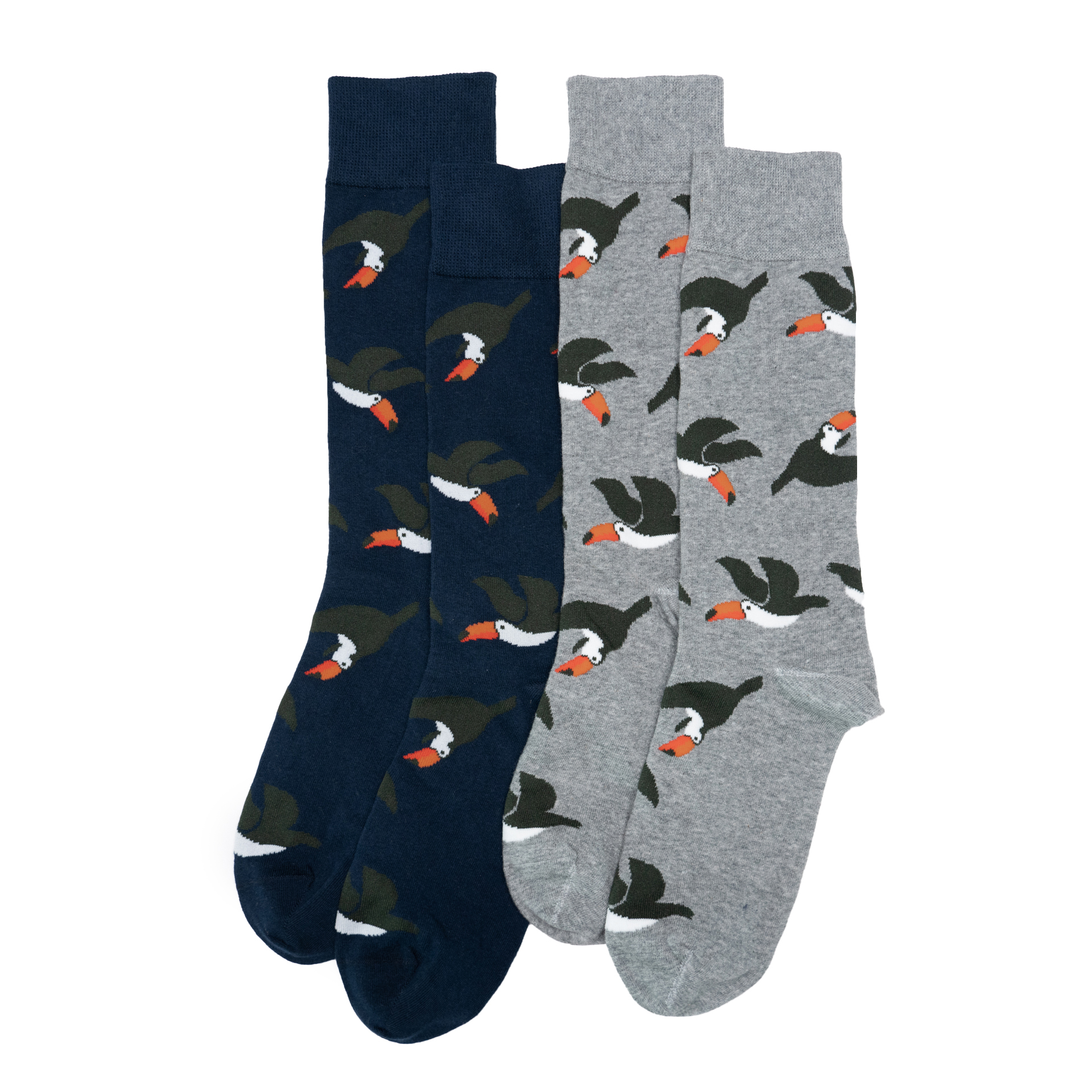 海岛风情Pima比马棉无骨对目彩虹巨嘴鸟Toucan对口中筒男袜2色TBM