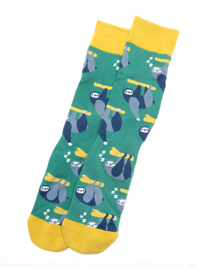 舒适棉质SLOTH树懒图案直板中筒绅士男袜ZB013