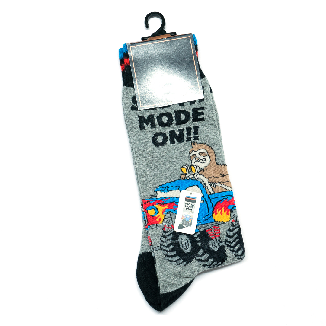 舒适棉质大脚怪Bigfoot开车图案防臭防异味中筒男袜DH185