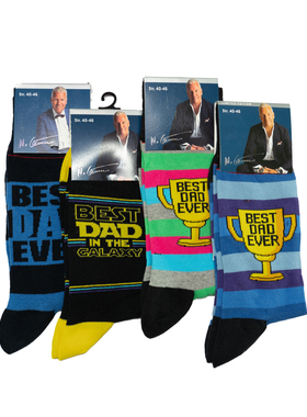 BEST DAD EVER父亲节世界上ZUI好的爸爸无骨对目对口男袜AD02
