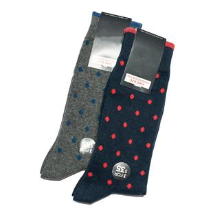 舒适棉质波尔卡圆点波点斑点图案中筒男袜超大码45-49码GAZ