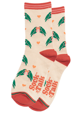 竹袜竹纤维抗菌防臭爱情鸟和爱心Lovebirds and Hearts中筒女袜ST