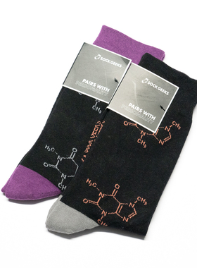 舒适棉质咖啡因化学分子式摩卡意式浓缩中筒男袜潮袜SOCK GEEKS