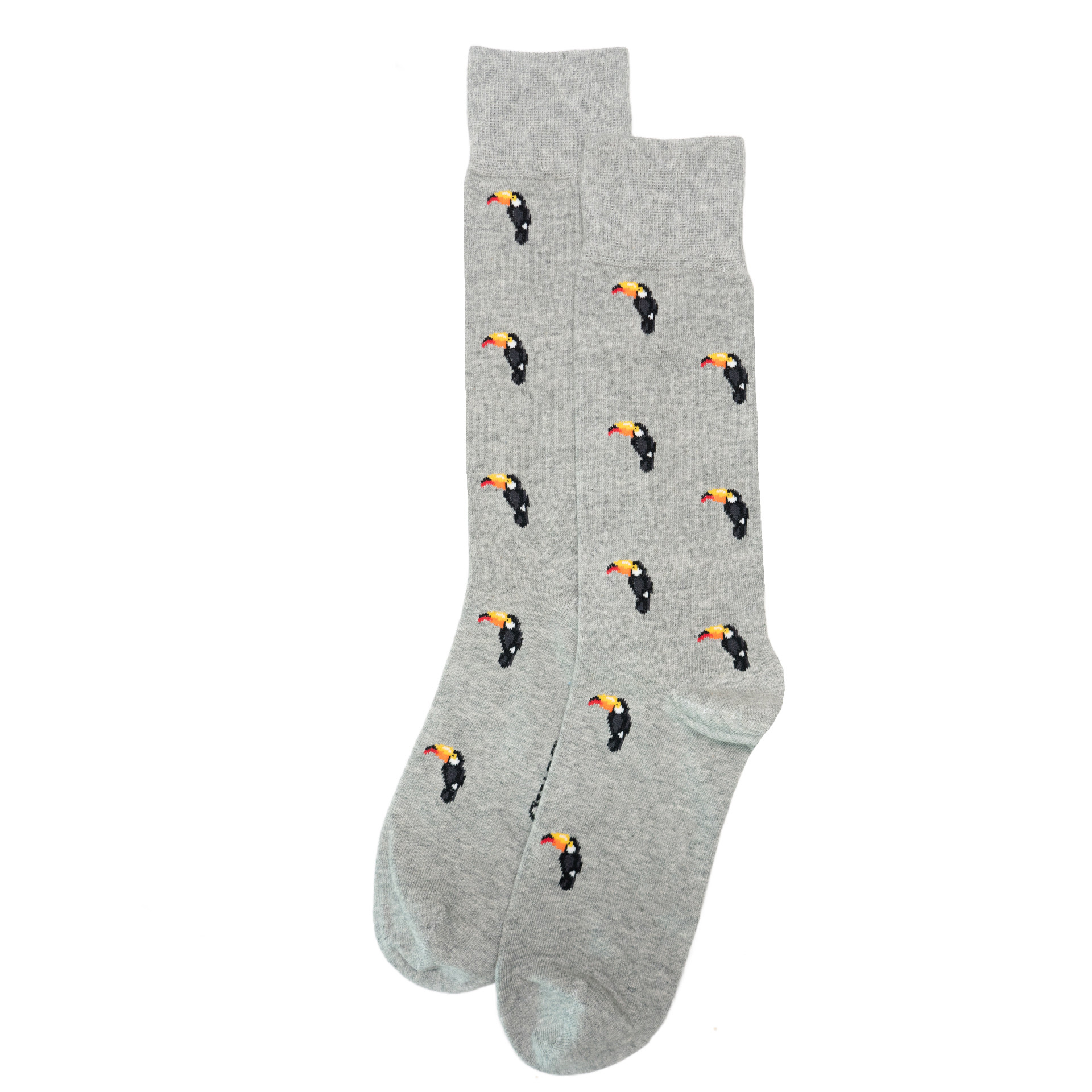 舒适棉质彩虹巨嘴鸟Toucan图案无骨对目对口中筒男袜CS023