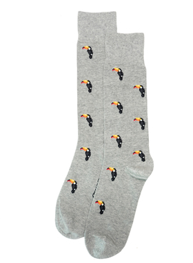 舒适棉质彩虹巨嘴鸟Toucan图案无骨对目对口中筒男袜CS023