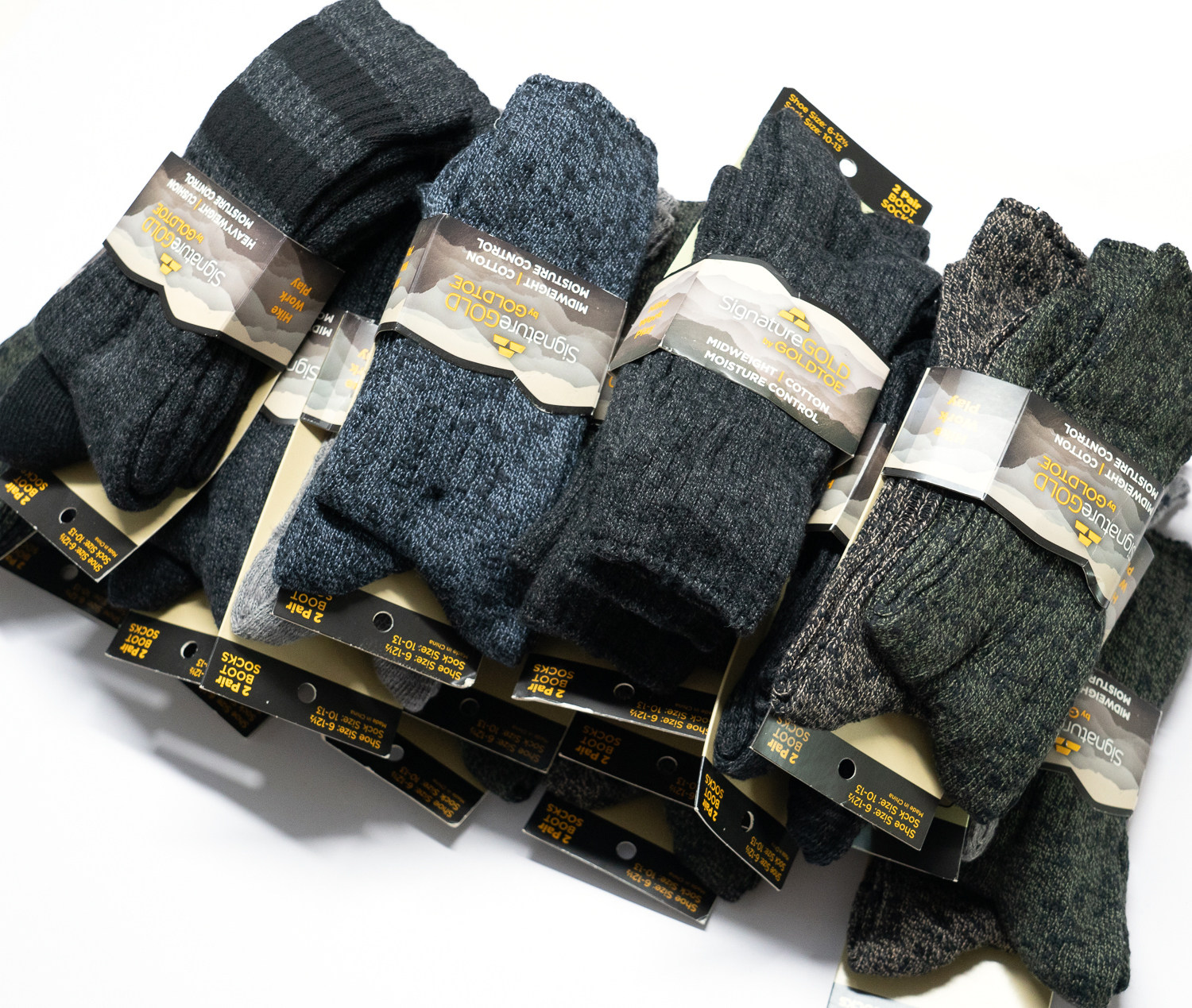 金趾中厚棉质粗线户外秋冬boot socks中筒男袜靴袜一组2双