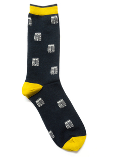 舒适竹纤维抗菌防臭透气巨英国石阵图案无骨对目中筒男袜THO006