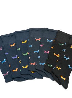 舒适春夏丝光棉DACHSHUND香肠狗腊肠狗中筒男袜CO