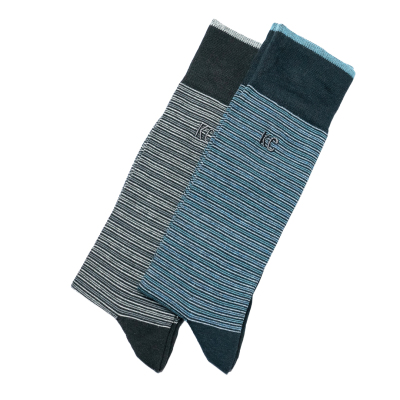 自然舒适竹纤维200针高密度抗菌防臭条纹中筒男袜2色KC012