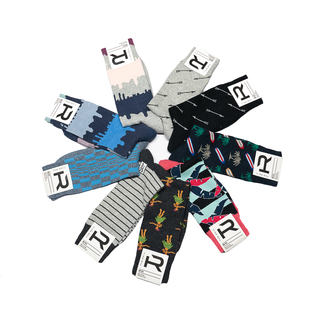 RAIL舒适棉质毛圈足底箭头油漆涂鸦椰树冲浪草裙舞中筒男袜