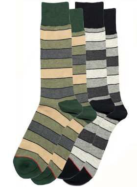 精梳棉莫代尔混纺宽条纹中筒男袜2色TH01