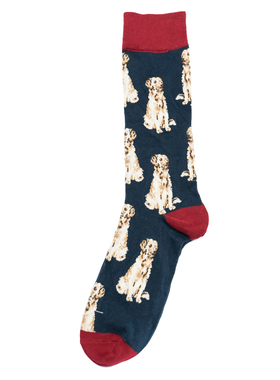 舒适棉质GOLDEN RETRIEVER金毛犬狗狗图案动物主题中筒男袜DH015