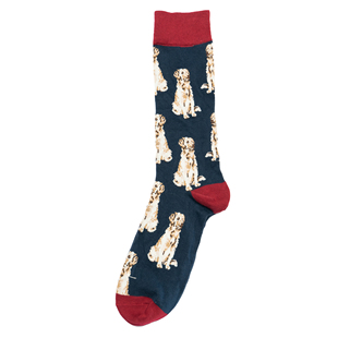 舒适棉质GOLDEN RETRIEVER金毛犬狗狗图案动物主题中筒男袜DH015