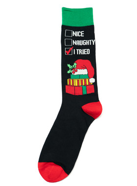 舒适棉质I TRIED圣诞节礼物礼盒Christmas中筒男袜DH231