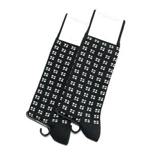 舒适棉质春夏薄棉方块色块图案中筒男袜DH249