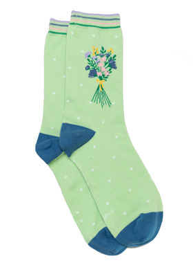 女士竹袜竹纤维抗菌防臭波点鲜花无骨对目中筒女袜THO885