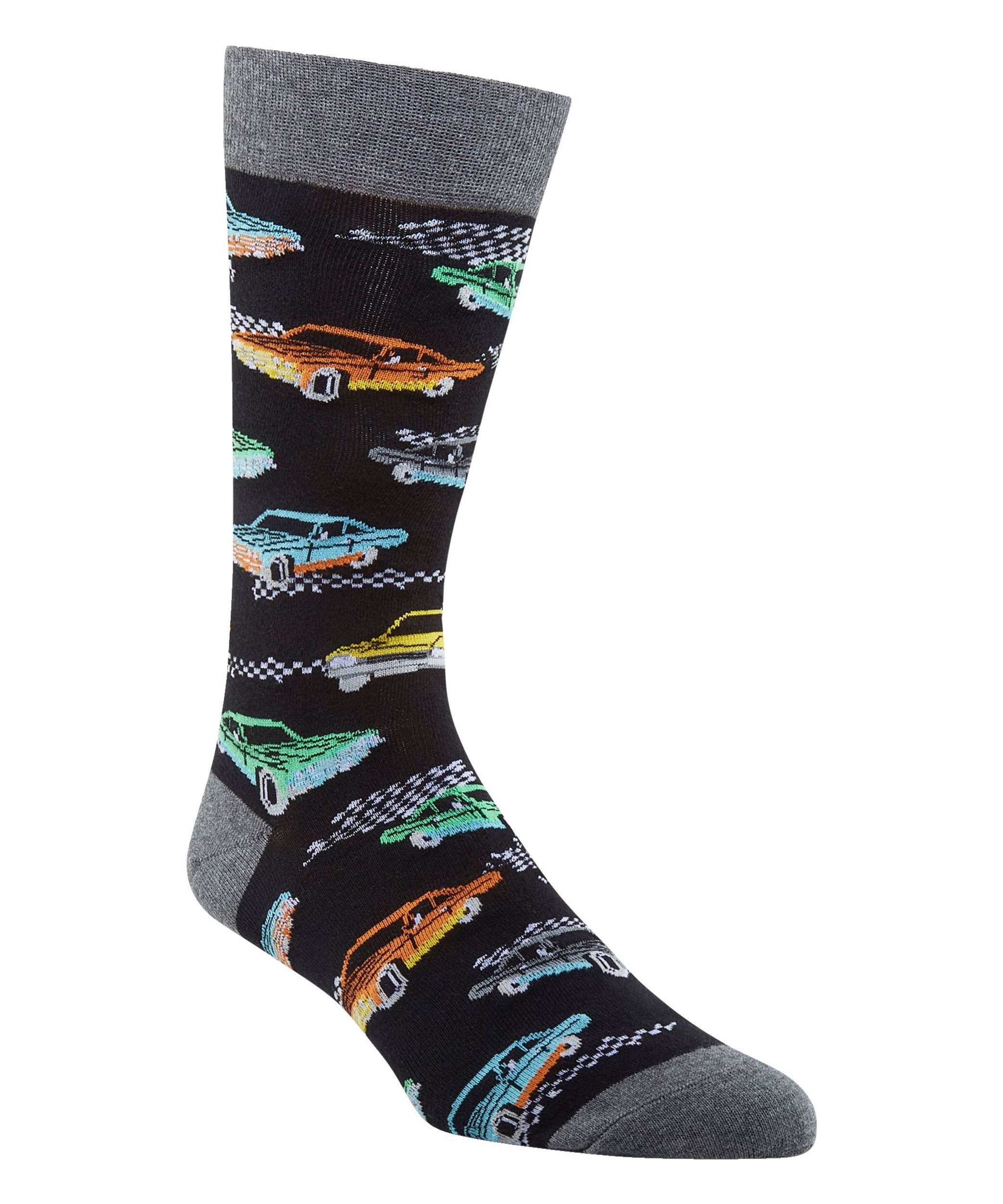 舒适棉质美式肌肉跑车老爷车图案中筒男袜DH145