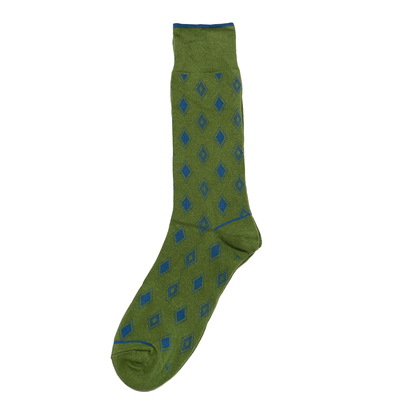 舒适棉质格子菱格几何图案中筒绅士男袜BL050