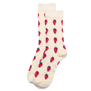 竹袜竹纤维抗菌防臭透气抗过敏立体浮雕草莓Strawberry中筒女袜SS