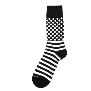 舒适棉质波尔卡圆点条纹图案中筒绅士男袜CR089