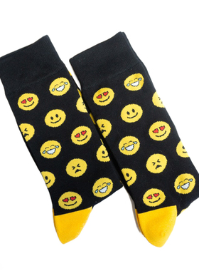 竹袜竹纤维抗菌排湿防臭透气喜怒哀乐表情包中筒绅士男袜BA012