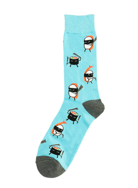 舒适竹纤维抗菌防臭透气寿司饭团忍者图案SUSHI中筒男袜BA138