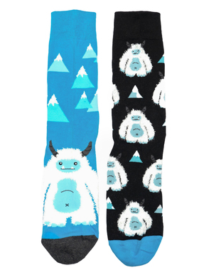 舒适棉质长毛雪人雪怪YETI无骨对目无缝袜头中筒男袜SS002