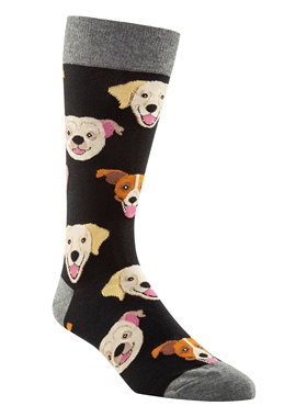 舒适棉质拉布拉多法斗比格犬BEAGLE狗狗头像中筒男袜DH144