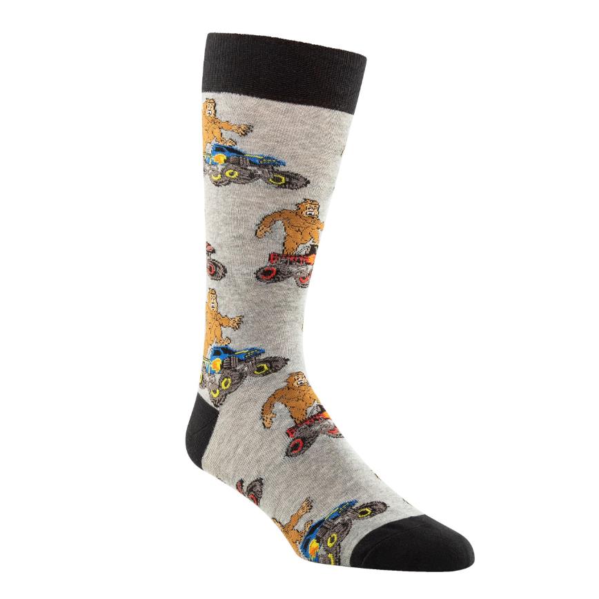 舒适棉质Bigfoot大脚怪开越野车图案防臭防异味中筒男袜DH181