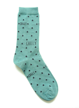 舒适竹纤维抗菌防臭CHILLY小斑点火焰图案无骨对目中筒女袜THO107