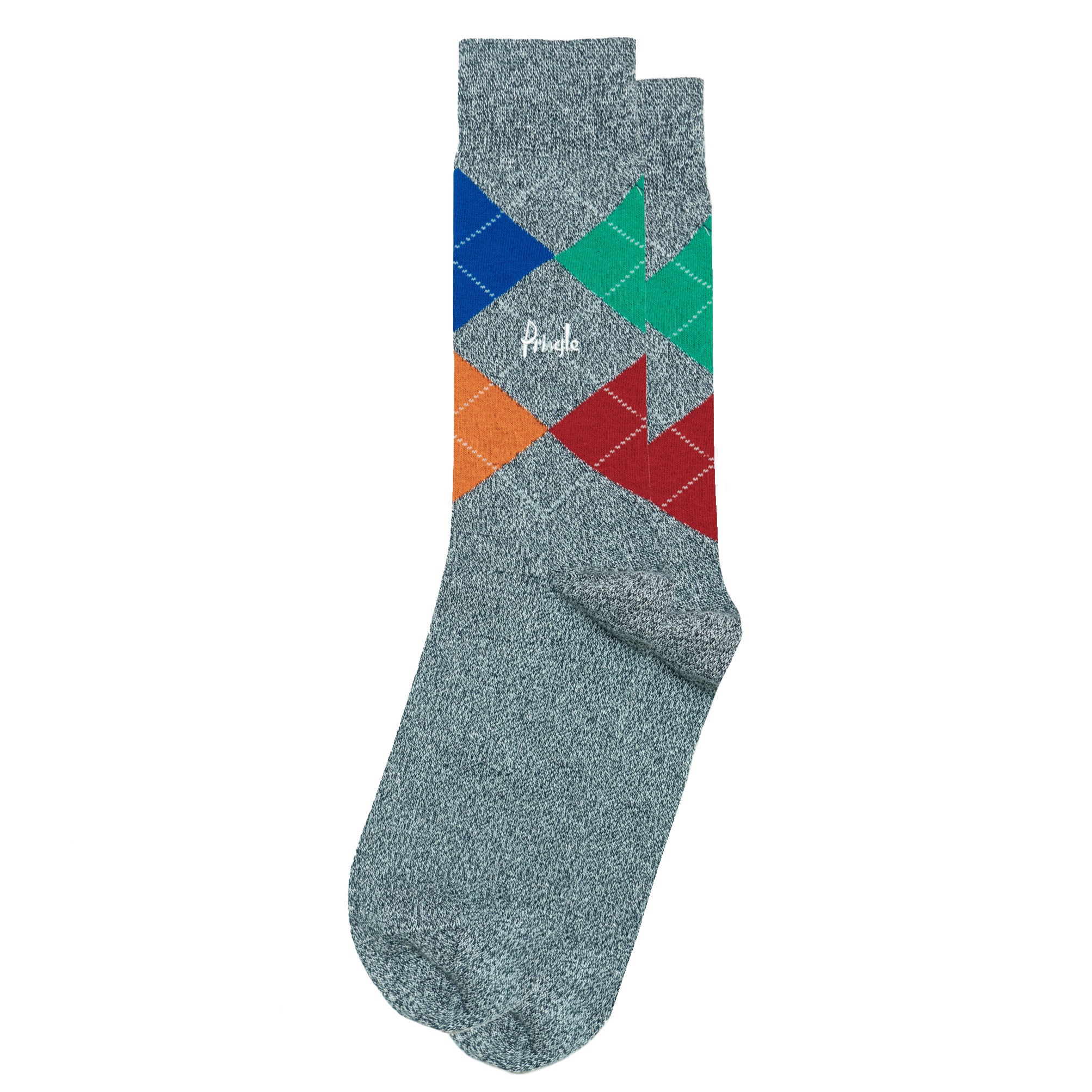 男士全棉麻黑灰菱格无骨对目手工对口中筒男袜P243