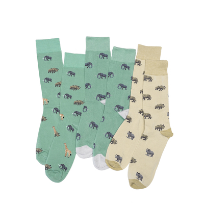 竹袜抗菌防臭ELEPHANT大象Rhinoceros犀牛Giraffe长颈鹿男袜HT