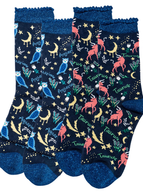 竹纤维抗菌防臭星座AQUARIUS水瓶座TAURUS金牛座对目女袜THO615