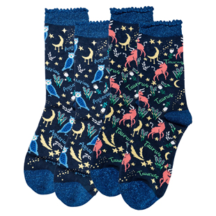 竹纤维抗菌防臭星座AQUARIUS水瓶座TAURUS金牛座对目女袜THO615