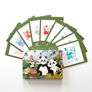成都大熊猫繁育基地MUS盖章拼图印章集章卡套盒纪念明信片文创