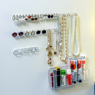 镜柜门后项链收纳挂钩联排迷你无痕免打孔粘钩壁挂式首饰收纳挂架