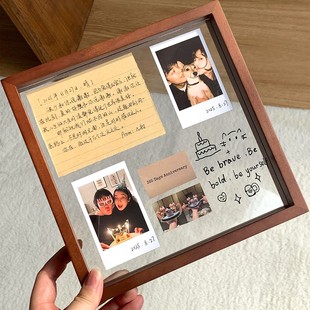 拍立得相框摆台手工diy材料包情侣涂鸦照片展示框相片纪念册摆件