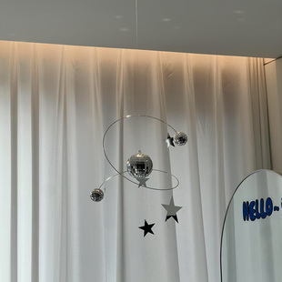 饰摆件 家居好物 迪斯科灯球吊饰星星夜空天花板反光挂饰手工装