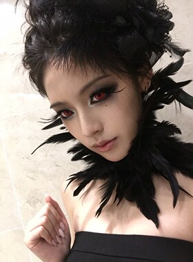 万圣节配饰黑暗乌鸦妆羽毛颈饰女生项链节日装扮cos搭配拍照道具