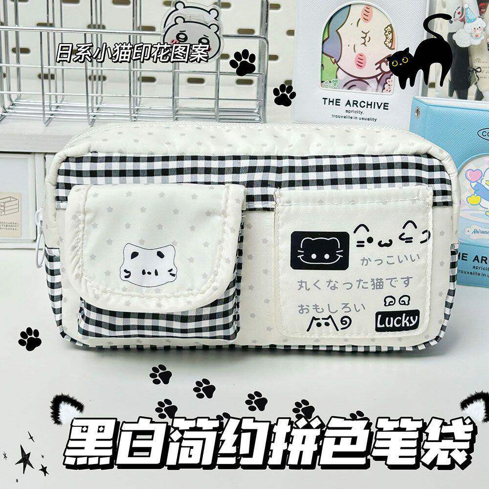 新款魔法口袋小猫咪笔袋ins学生高颜值大容量文具多层可携式铅笔