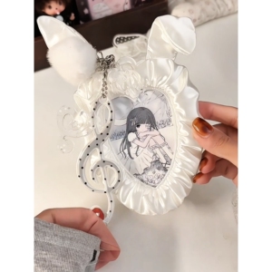 爱心兔耳朵3寸卡套3D打印追星爱豆小卡照片拍立得收纳卡框包挂件