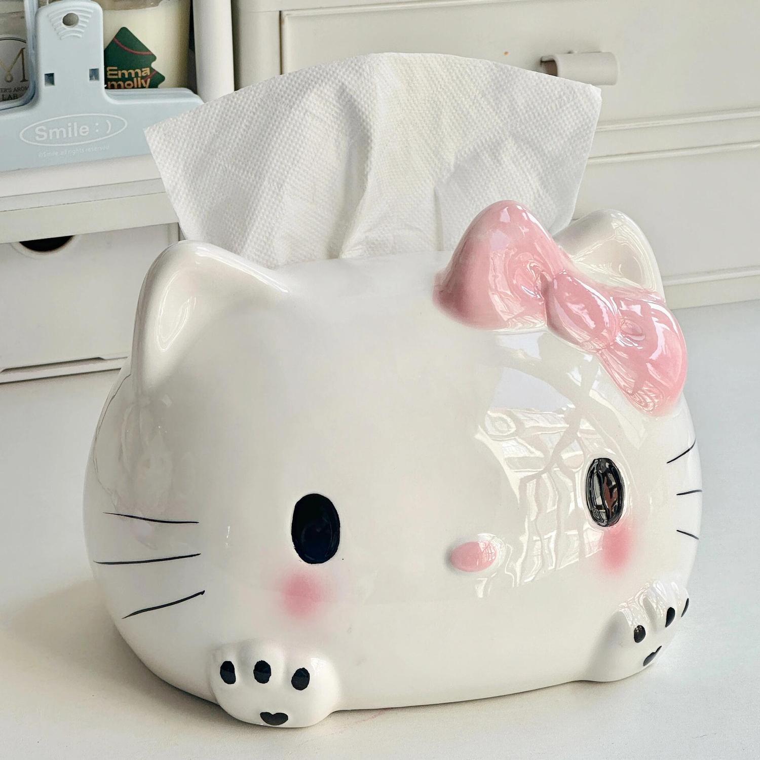 卡通HelloKitty纸巾盒可爱创意餐巾卷收纳少女学生抽纸盒桌面摆件