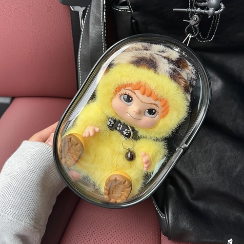 WAKUKU毛毛潮趣派对系列遛娃包18cm透明哇库库毛绒娃包展示保护套