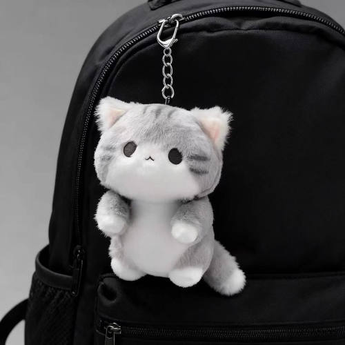 2026新款灰色软萌猫咪毛绒可爱挂件治愈系书包挂饰送闺蜜礼物