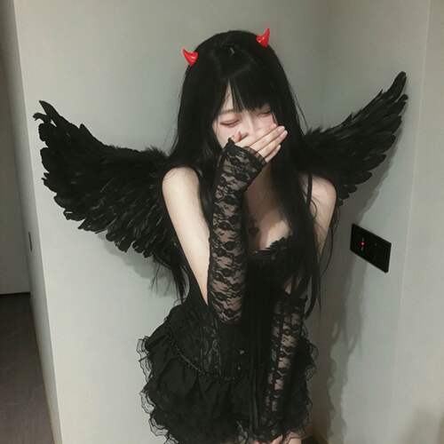 恶魔翅膀全身套装哥特风可外穿蕾丝暗黑项圈拍照cos服恶魔衣服女