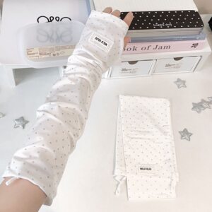 波点冰丝防晒袖套女夏季薄款透气抗UV宽松遮阳开车骑行护手臂