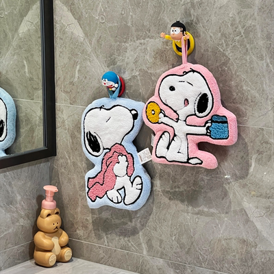 史努比擦手巾挂式可爱超强吸水加厚不发臭珊瑚绒厨房卫生间专用