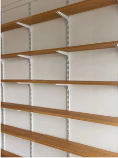 墙上书架客厅一字隔板AA柱置物架红橡木榉木挂墙悬空书桌一体可订