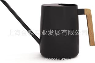 木柄淋花壶watering can不锈钢直嘴方手柄淋花壶黑色木手柄水壶跨