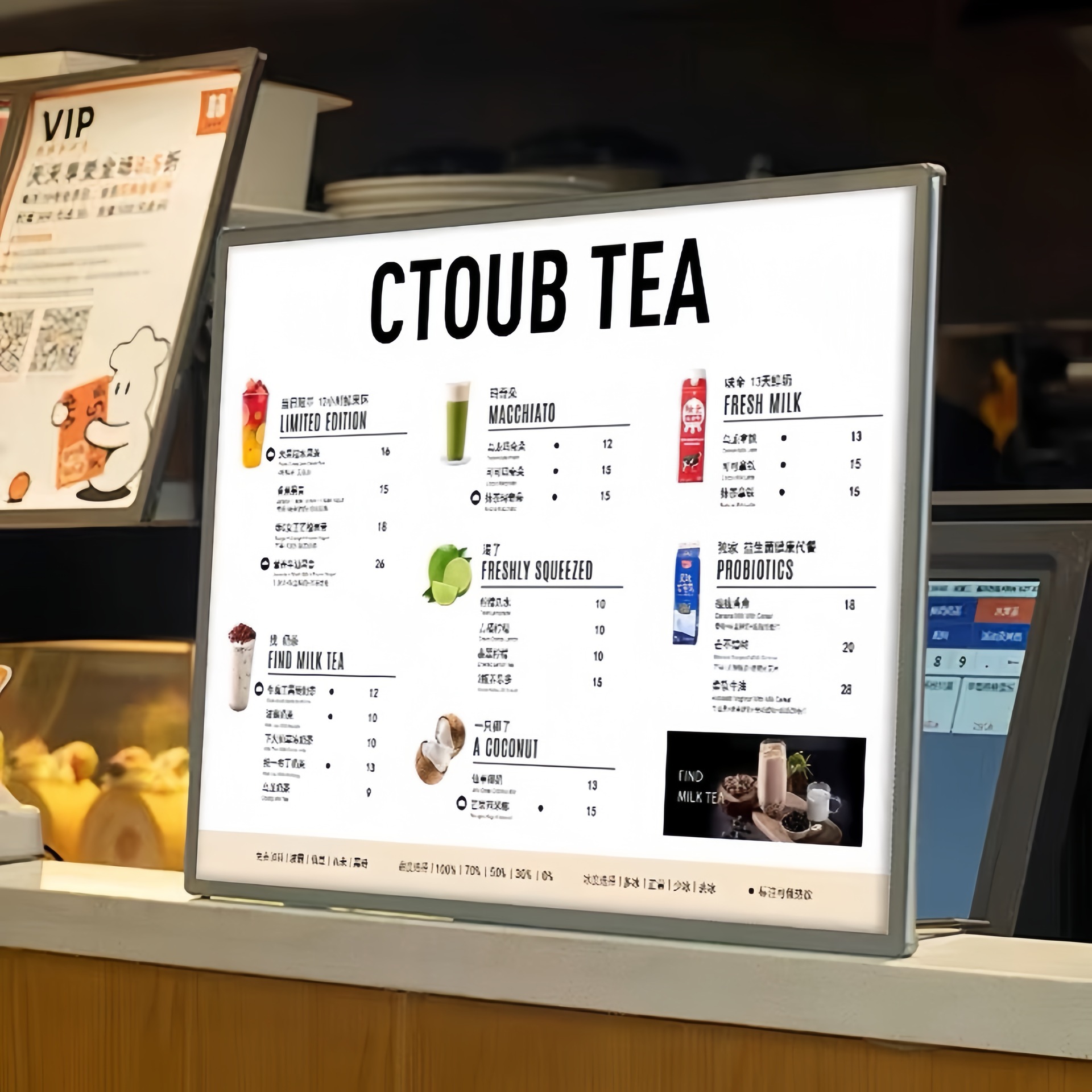 超薄LED吧台抽画灯箱餐饮室内点餐产品价目表发光广告牌轻便型